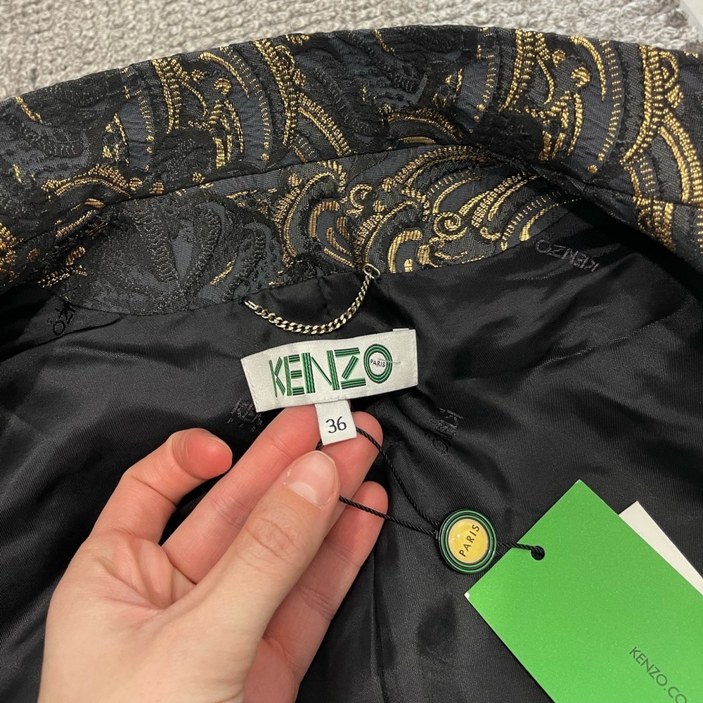 Vintage KENZO Paris Black & Gold Jacquard Brocade Blazer – EU 36 - Picture 5 of 8